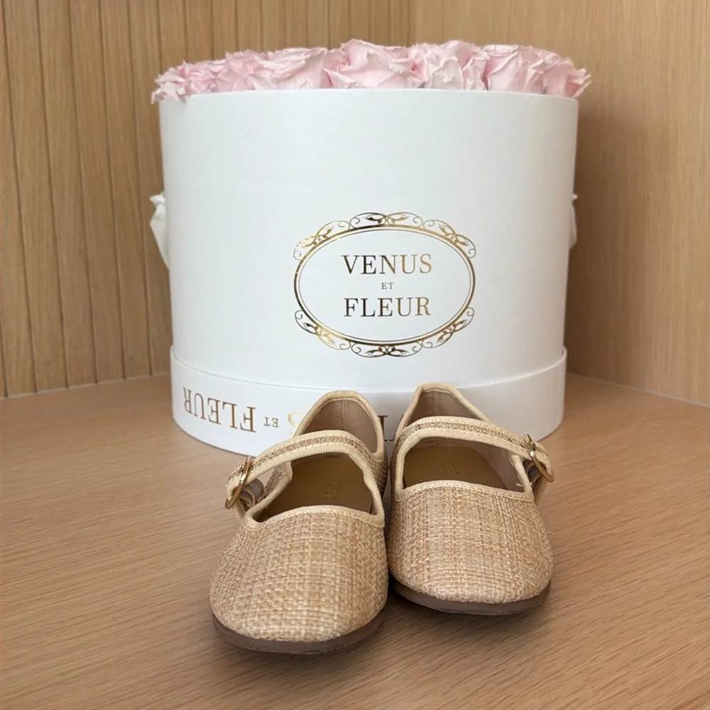 J Crew Girls' woven Mary Janes size 1 gently loved